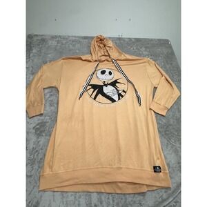 Nightmare Before Christmas  Women's Sleepshirt  Hoodie Size XL Peach Disney EUC